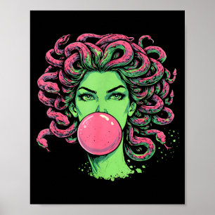 Póster Medusa chicle de goma serpiente mitológica griega