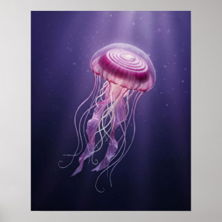 Póster Medusa de jalea de cebolla roja translúcida