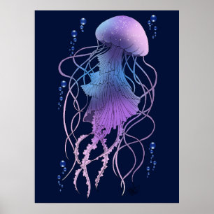 Póster Medusa Etérea Violeta Azul