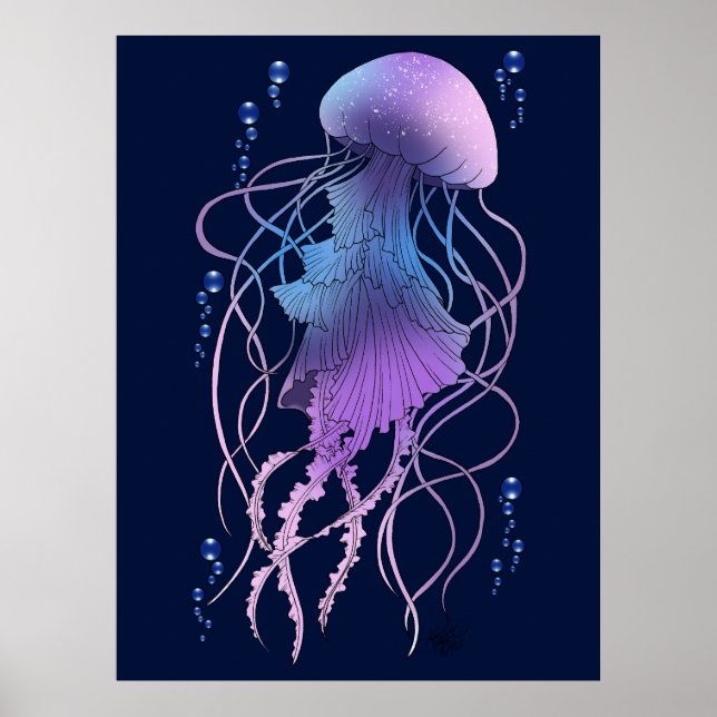 Póster Medusa Etérea Violeta Azul (Frente)
