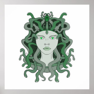 Póster Medusa Gorgo Serpiente Gorgona Monstruo Mitología 