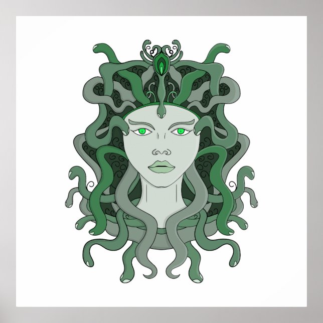 Póster Medusa Gorgo Serpiente Gorgona Monstruo Mitología  (Frente)