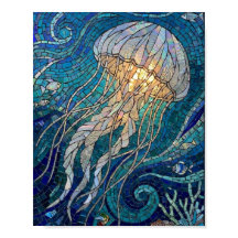 Medusa Iridescente Brillante Mosaico Oceánico