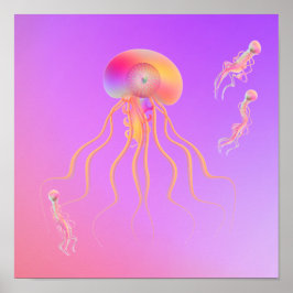 Póster Medusas nadando con amigos