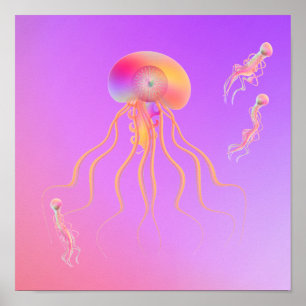 Póster Medusas nadando con amigos