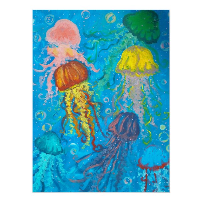 Póster medusas, océano, mar (Anverso)