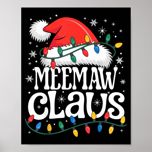 Póster Meemaw Claus Funny Xmas Christmas Grandma Holiday  (Frente)