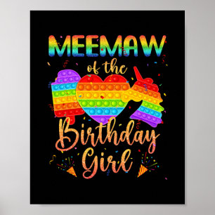 Póster MeeMaw De La Chica De Cumpleaños Cute Unicorn Pop 