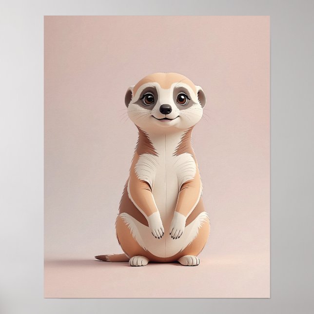 Póster Meerkat Adorable - Muro de guardería animal de Saf (Frente)