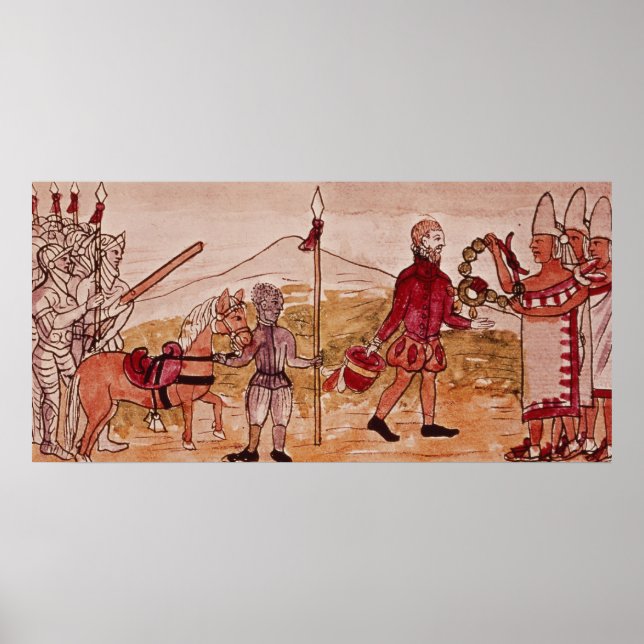 Póster Meeting of Hernando Cortes  and Montezuma (Frente)