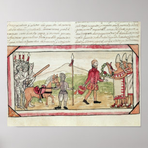 Póster Meeting of Hernando Cortes and Montezuma