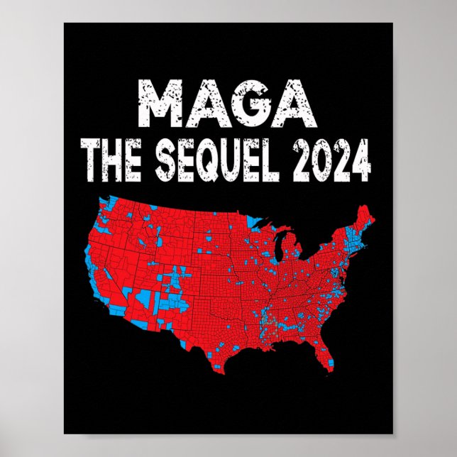 Póster Mega el mapa electoral del presidente Trump 2024 (Frente)
