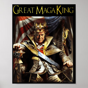 Póster Mega King USA Bandera Orgullosa Ultra Maga Trump