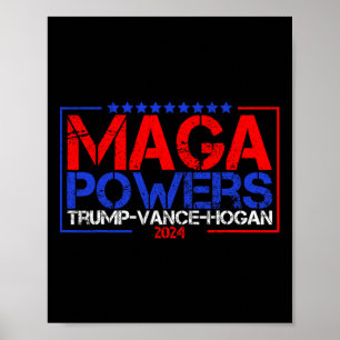 Póster Mega Potencias Trump Vance Hogan 2024 Funny patrió