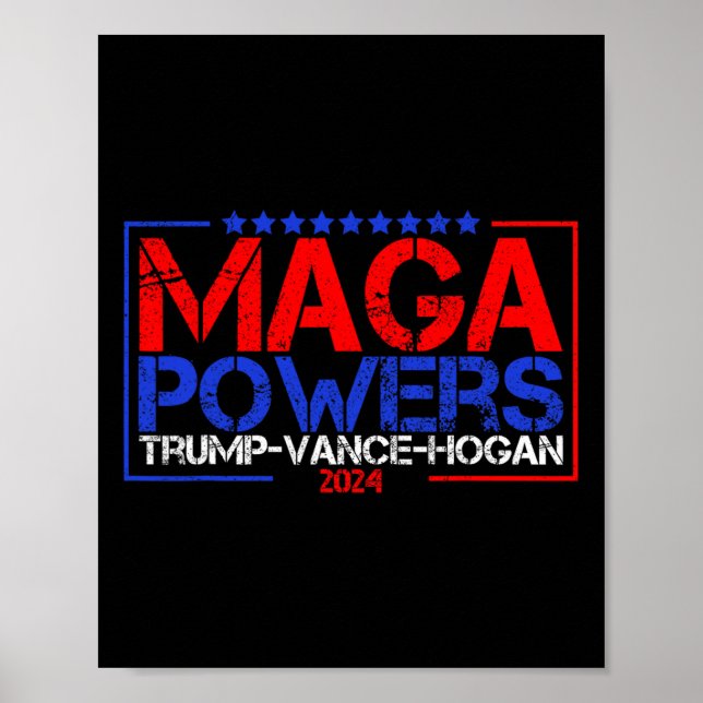 Póster Mega Potencias Trump Vance Hogan 2024 Funny patrió (Frente)