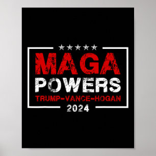 Póster Mega Potencias Trump Vance Hogan 2024 Funny patrió
