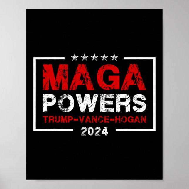 Póster Mega Potencias Trump Vance Hogan 2024 Funny patrió (Frente)