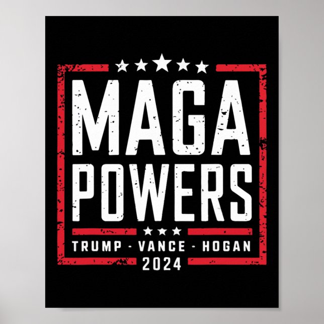 Póster Mega Powers Trump Vance Hogan 2024 Patriótico Dive (Frente)