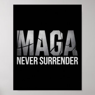 Póster Mega Trump oscuro 2024 nunca se rinde