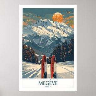 Póster Megève Ski Print - Francia 1