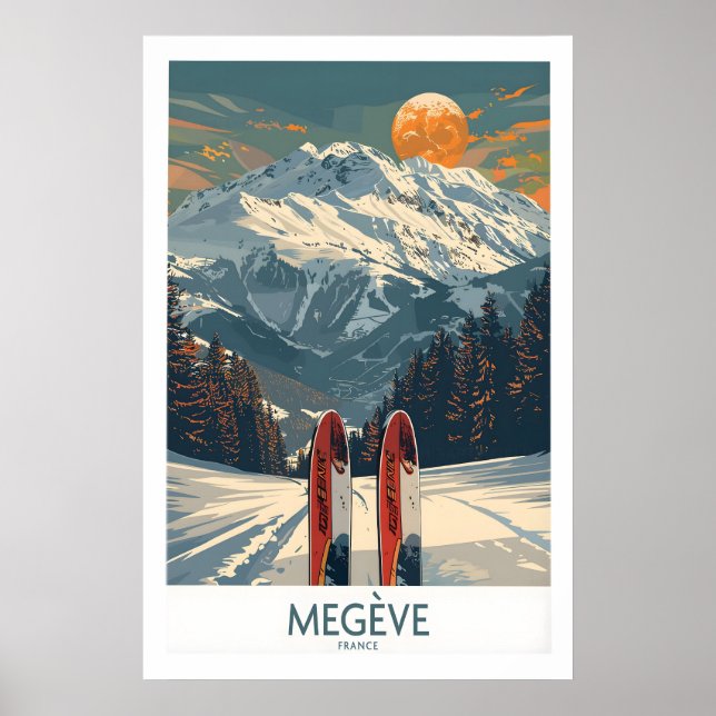 Póster Megève Ski Print - Francia 1 (Frente)