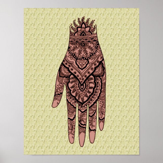 Póster Mehndi Hand Tattoo Art (Frente)