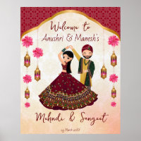 Mehndi sangeet bailando loto de pareja india Arabi