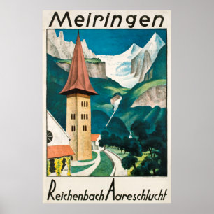 Póster Meiringen, Reichenbach Aareschlucht, poster del