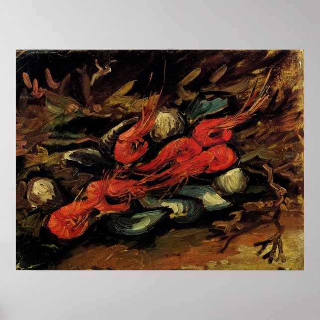 Póster Mejillones y camarones por Vincent van Gogh (Frente)
