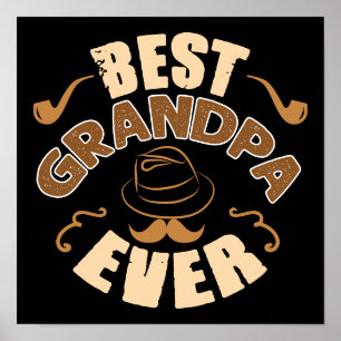 Póster Mejor abuelo - Gorra y Ilustracion de tuberías