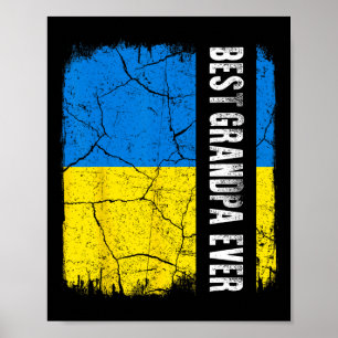 Póster Mejor abuelo ucraniano jamás Bandera de Ucrania Dí