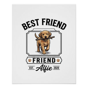 Póster Mejor amigo Alfie diseño vintage amante de los per