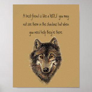 Póster Mejor amigo Inspirador, lobo de citas
