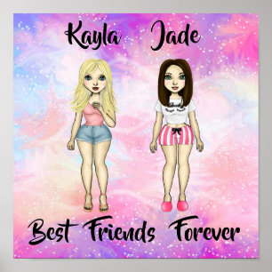 Póster Mejor Amigos Personalizado de Brunette y Blonde pa