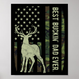 Póster Mejor Buckin' Dad Camuflar Bandera Americana Deer
