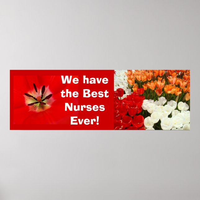 Póster Mejor cartel de banner de enfermeras Tulip Flores (Frente)