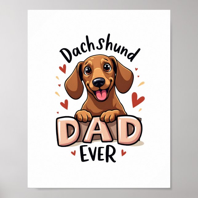 Póster Mejor Dachshund Dad Ever T Shirt (Frente)