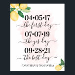 Póster Mejor Día Boda Fecha Sí Día Rótulo Lemones Rosados<br><div class="desc">Cambie las fechas y los nombres de las parejas al diseño, para una personalización adicional (color de fuente, estilo de fuente, eliminar o mover elementos, cambiar otra redacción), haga clic en personalizar, desplácese hacia abajo y haga clic en el vínculo "Editar usando la herramienta de diseño". ** Consulte la colección...</div>