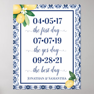 Póster Mejor Día Fecha de Boda Día Sí Mediterráneo