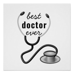 Póster Mejor Doctor Siempre Estetoscopio Médico Graduació
