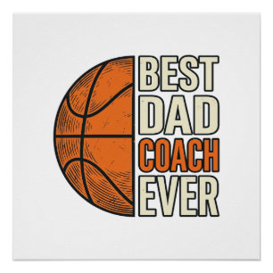 Póster Mejor Entrenador Papá de Baloncesto Diseño Vectori