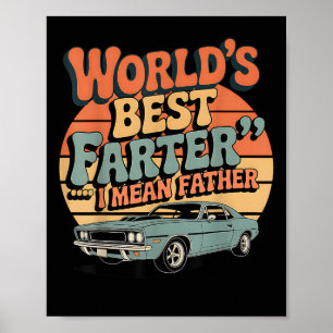Póster Mejor Farter del Mundo de Autos Retro Grasa