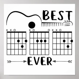 Póster Mejor guitarrista Mejor papá guitarrista acordes d
