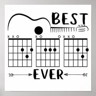 Póster Mejor guitarrista Mejor papá guitarrista acordes d