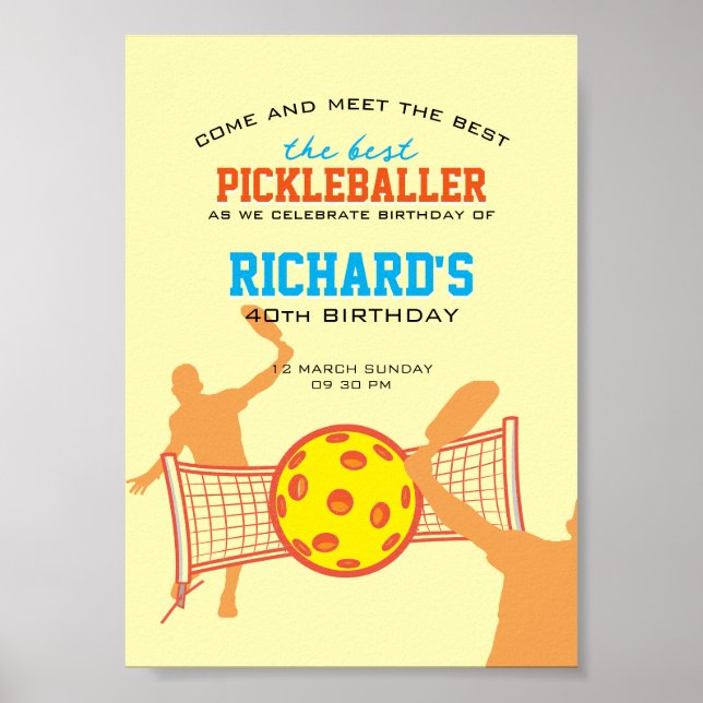 Póster Mejor Jugador de Pickleball Divertido cumpleaños (Frente)