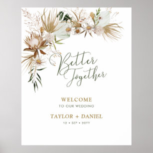 Póster Mejor Juntos Boho Bienvenida de Boda Bohemiana