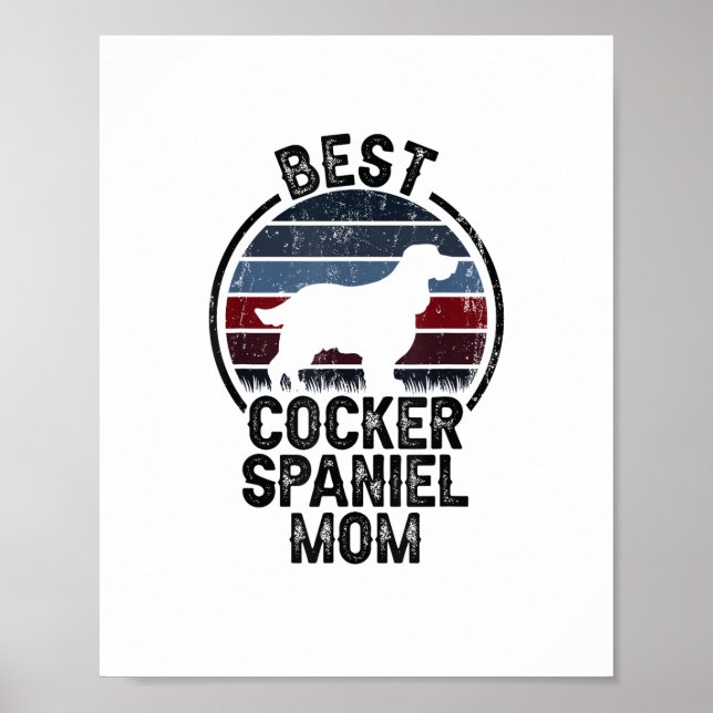 Póster Mejor Madre Perro - Cocker Español Vintage (Frente)