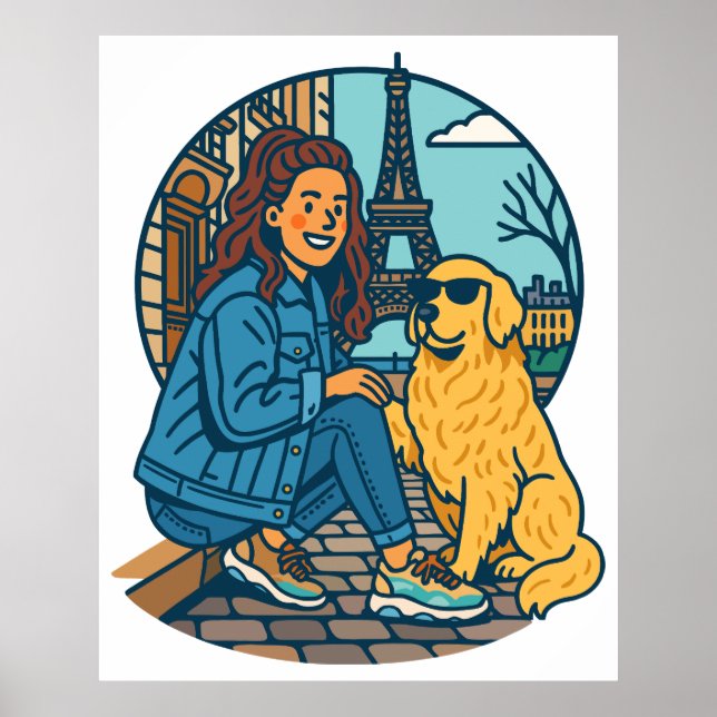 Póster Mejor Mamá de Perro en París (Frente)