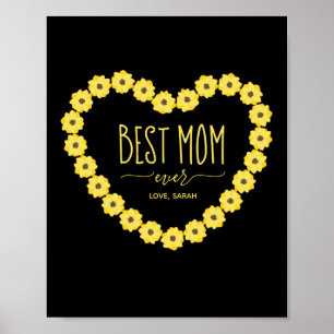 Póster Mejor Mamá del Mundo Girasol Nombre Personalizado 
