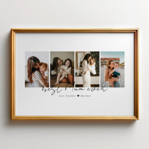 Póster Mejor Mamá del Mundo Moderno Script 4 Fotos Collag